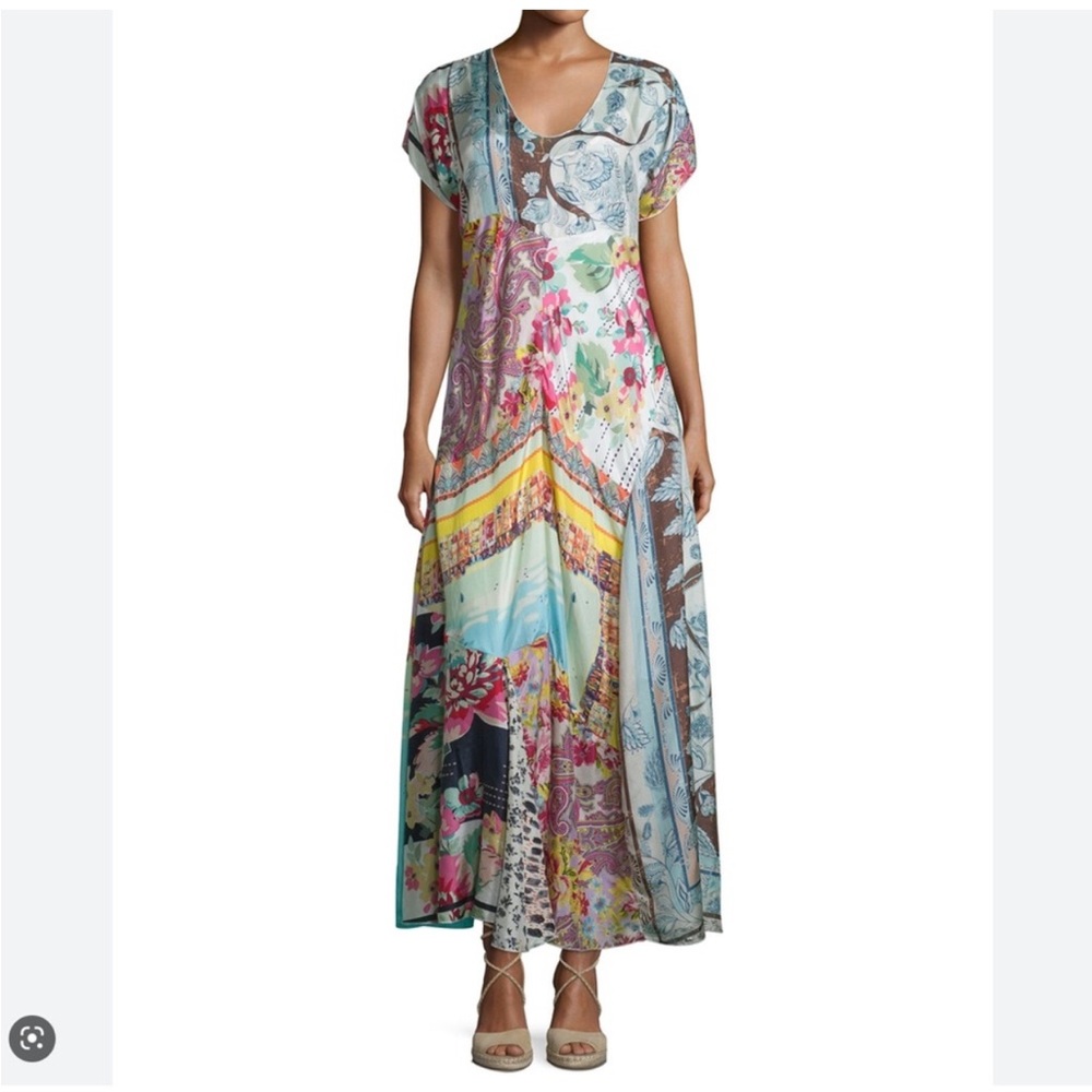 Johnny was silk patchwork floral maxi dress size Small